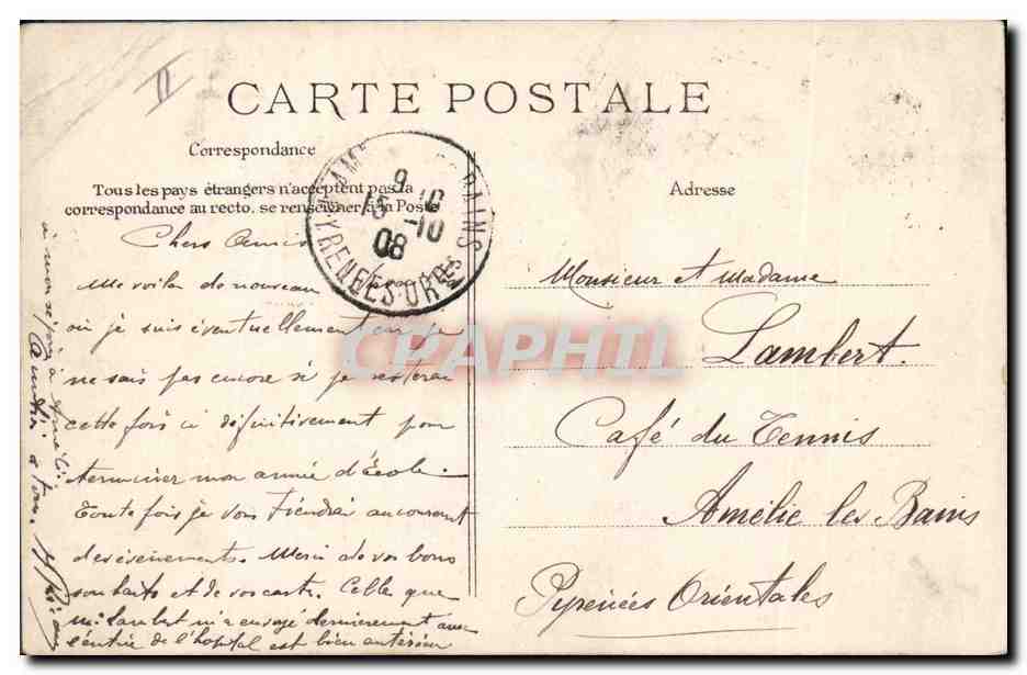 CPA Militaria Versailles Entree de l'Ecole d'artillerie et du Genie Rue Gambetta — Verso