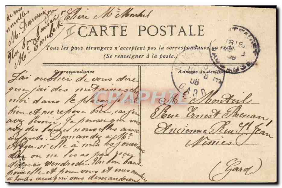 CPA Militaria Avignon La caserne du Genie — Rückseite