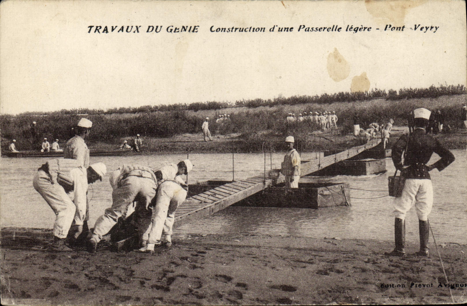 Travaux du Génie — Construction d'une passerelle légère - Pont-Veyry — Édition Pivrot Avignon