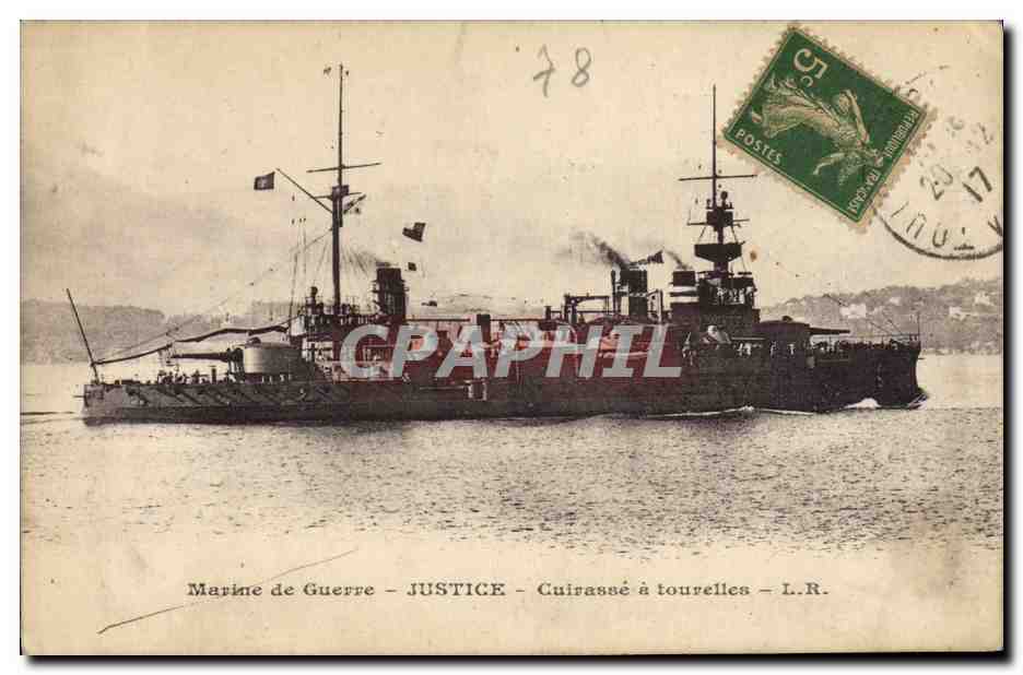 Marine de Guerre - JUSTICE - Cuirassé à tourelles - L.R.