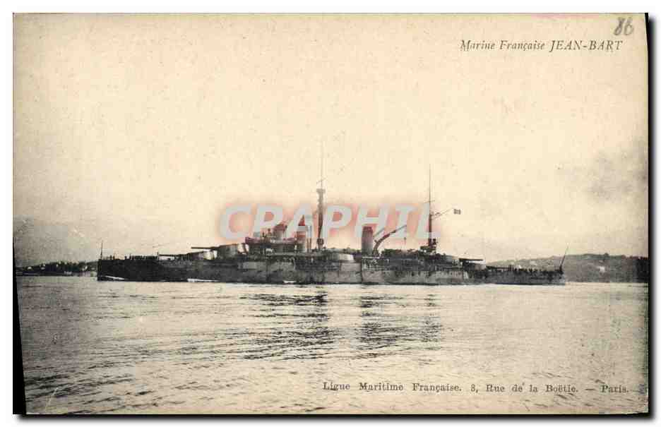 Croiseur de la Marine Française JEAN-BART — Ligue Maritime Française, 8, Rue de la Boëtie, Paris