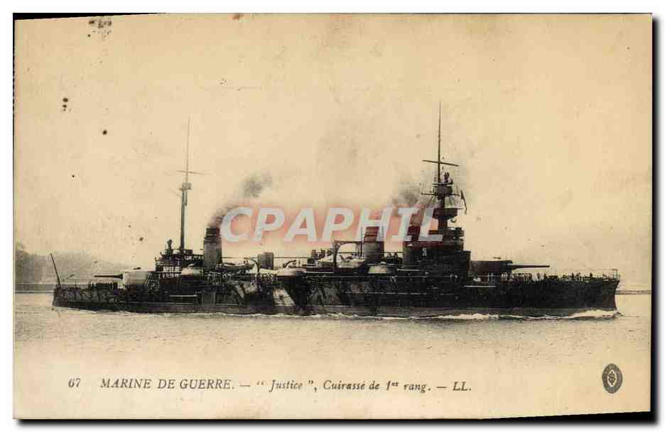 Marine de guerre — « Justice », cuirassé de 1er rang — LL. — CPAPHIL