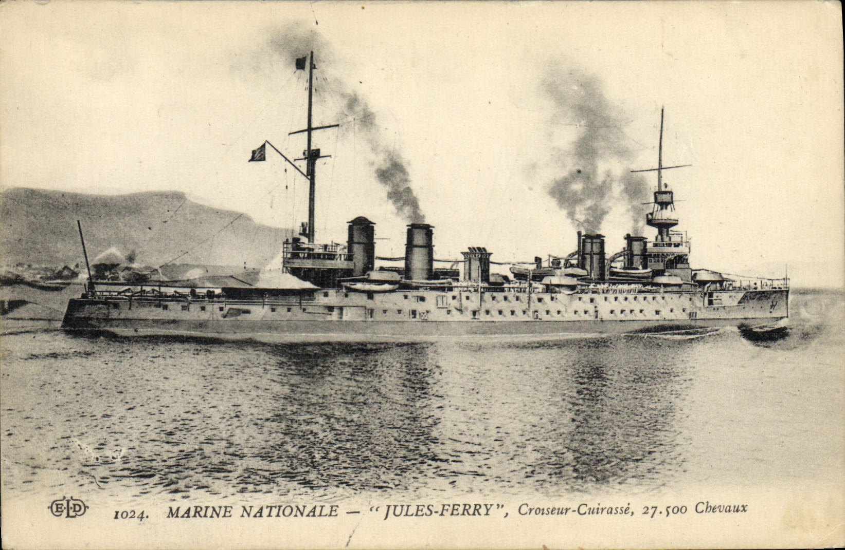 Marine Nationale — "Jules-Ferry", Croiseur-Cuirassé, 27.500 Chevaux — Éditeur E.P.D., n° 1024