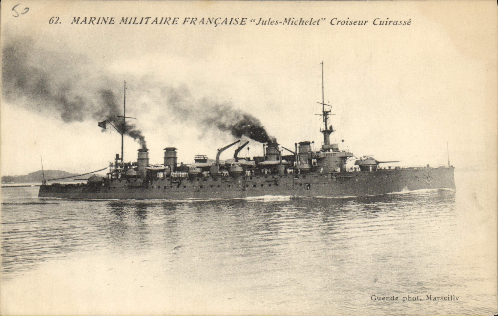 Marine Militaire Française "Jules-Michelet" Croiseur Cuirassé — Guende phot. Marseille, n°62