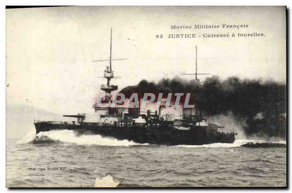 CPA Bateau Justice Cuirasse a tourelles