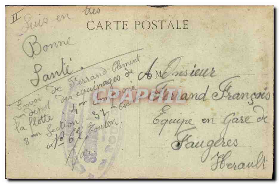 CPA Bateau Jean Bart Cuirasse d'escadre a turbines — Verso