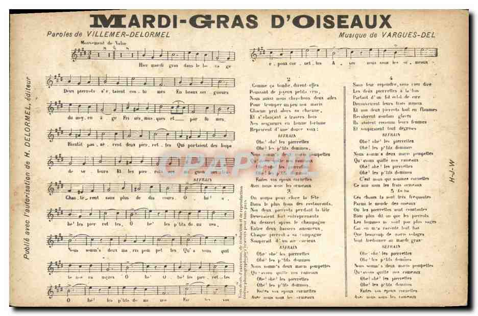 Mardi-Gras d'Oiseaux — chanson — H. Delormel, éditeur
