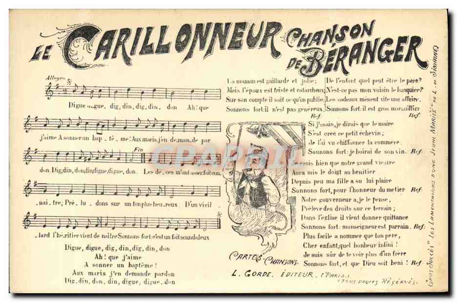 Le Carillononneur — Chanson de Béranger — L. Gorde, éditeur (Paris)