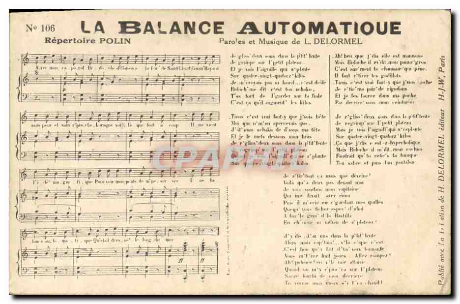 La Balance Automatique — Répertoire Polin, n°106 — H.J.W. Delormel, éditeur, Paris
