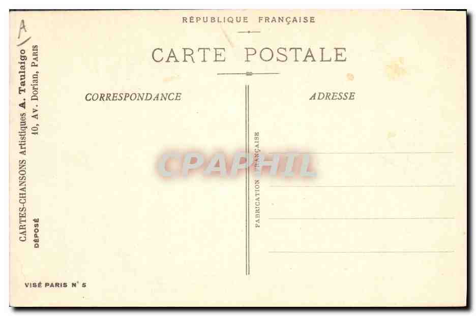 Deux Glorieux Géants de Curières de Castelnau — Chanson et Marche — Éditeur A. Taulaigo, Paris — Verso