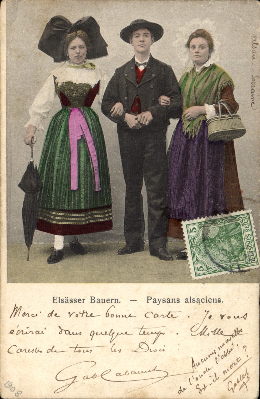 CPA Folklore Alsace Paysans Alsaciens