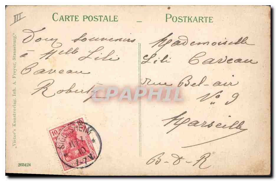 CPA Folklore Alsace Alsacienne — Verso