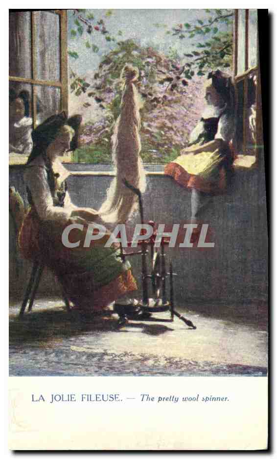 CPA Folklore Alsace La jolie fileuse The pretty wool spinner Enfant