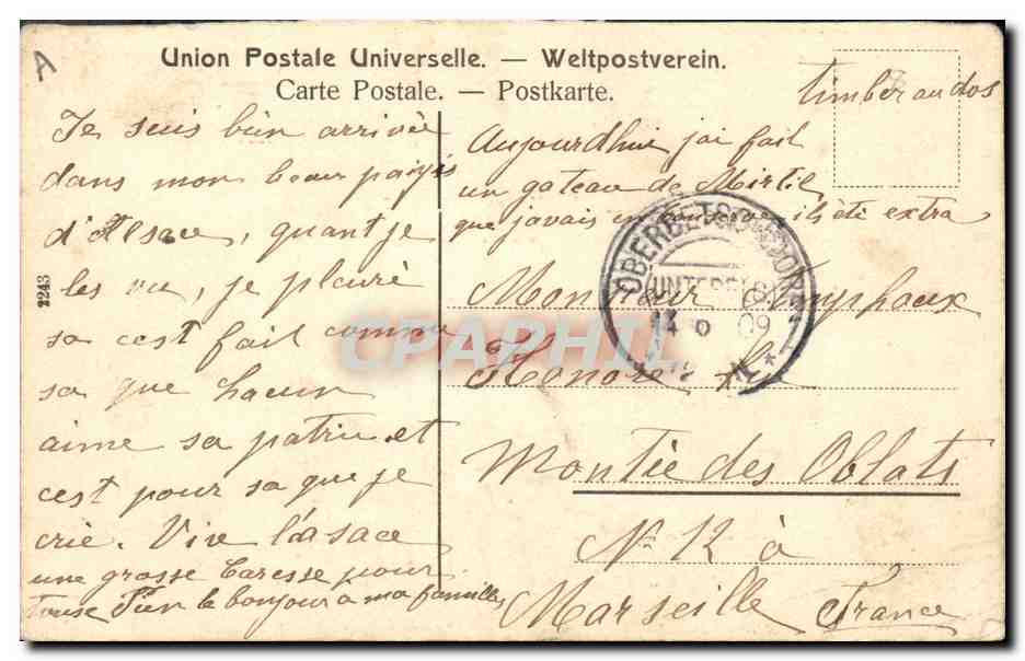 CPA Folklore Alsace Lorraine — Verso