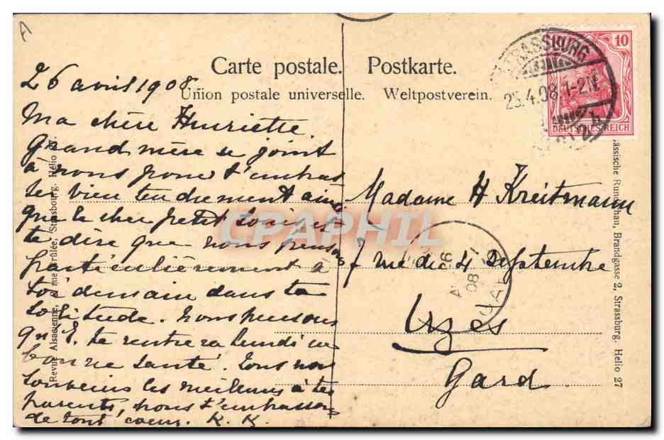 CPA Folklore Alsace Alsaciennes — Verso