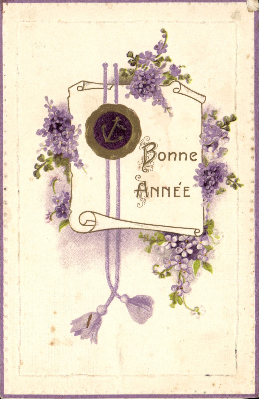 CPA Fantaisie Fleurs Ancre de marine 