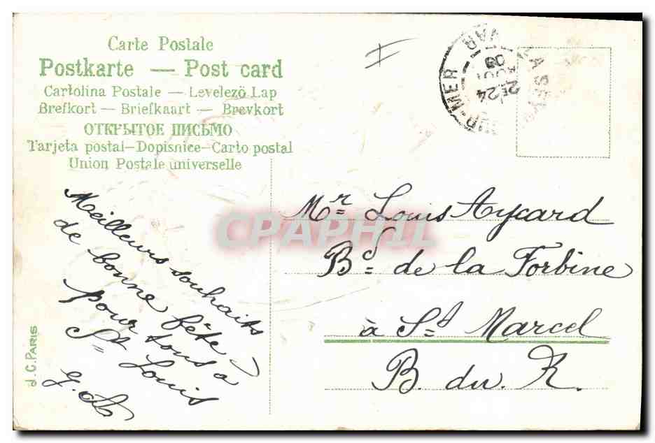 CPA Fantaisie Fleurs Brouette — Verso