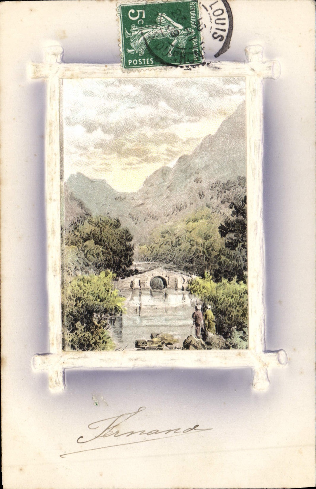 CPA Fantaisie Fleurs Paysage 