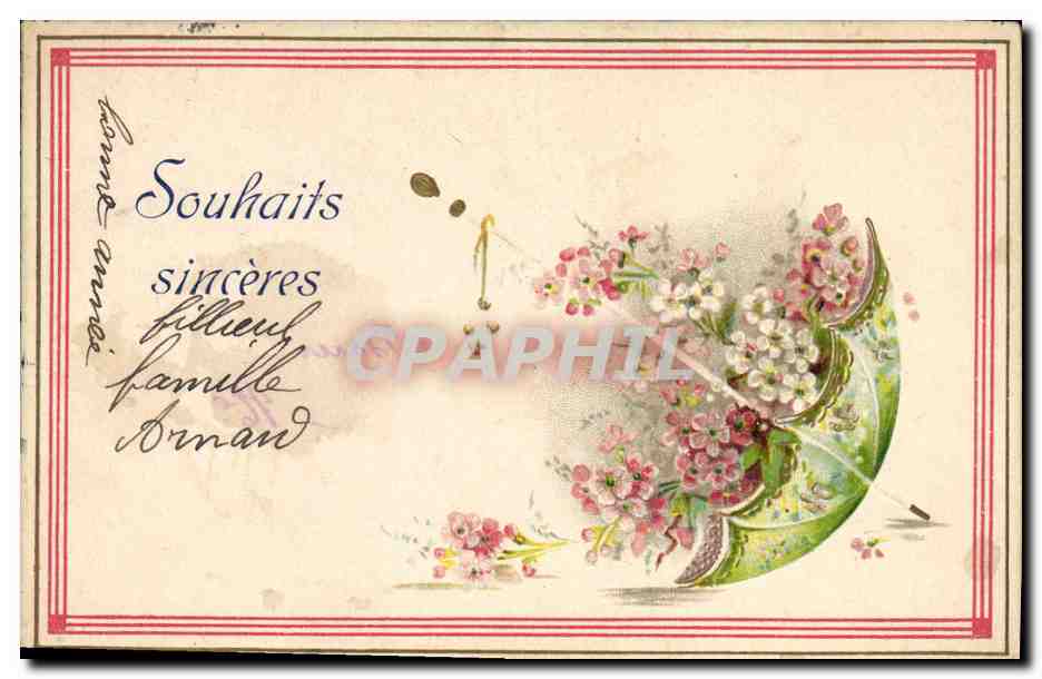 CPA Fantaisie Fleurs Parapluie