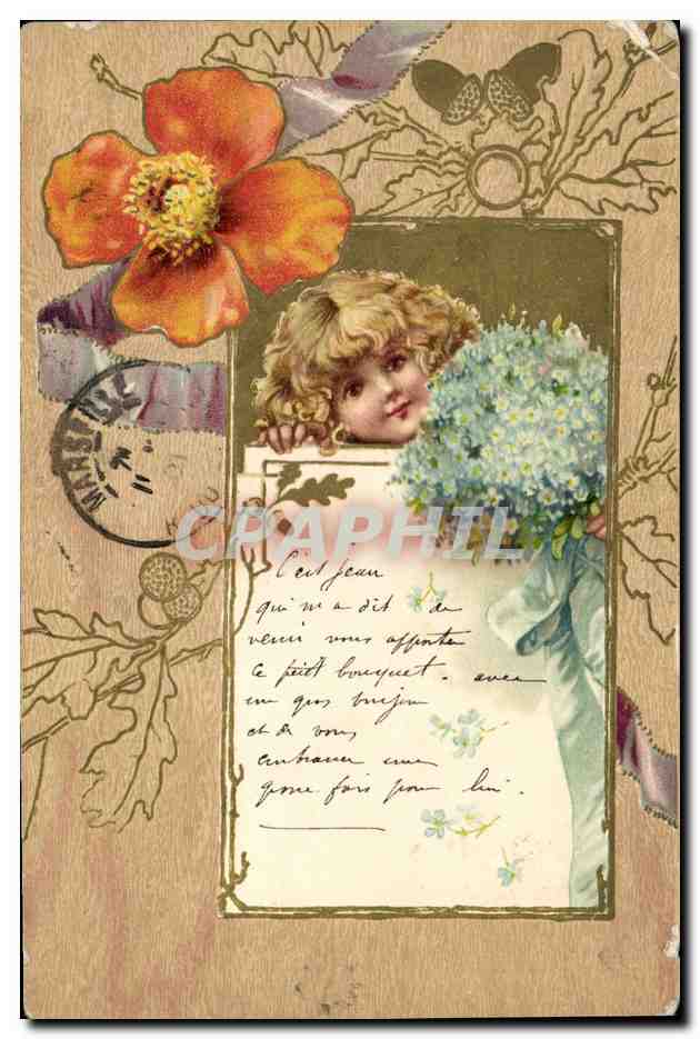 CPA Fantaisie Fleurs Enfant 