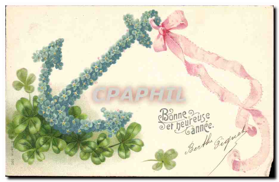 CPA Fantaisie Fleurs Ancre de marine Trele 