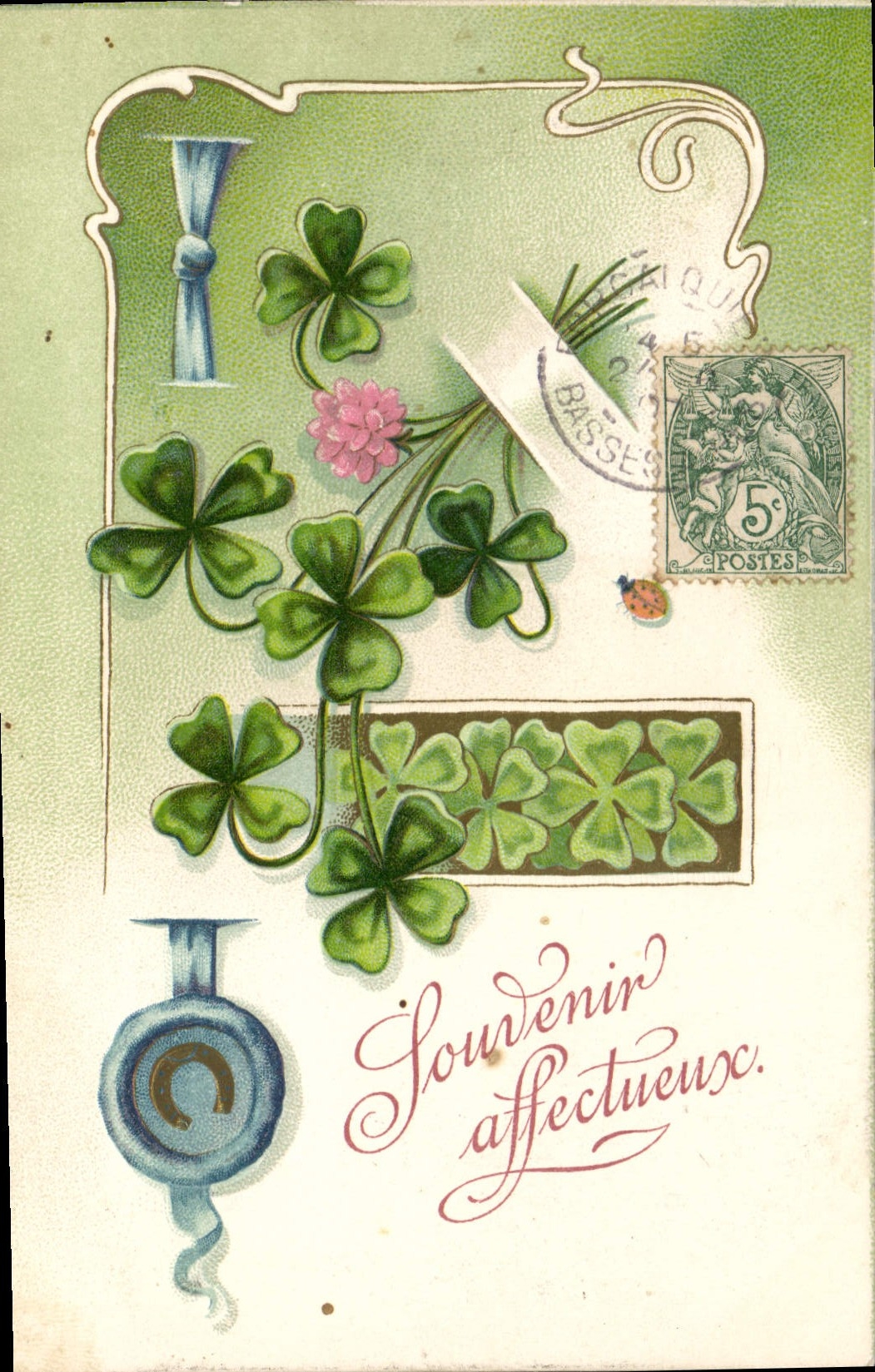 CPA Fantaisie Fleurs Trefles 