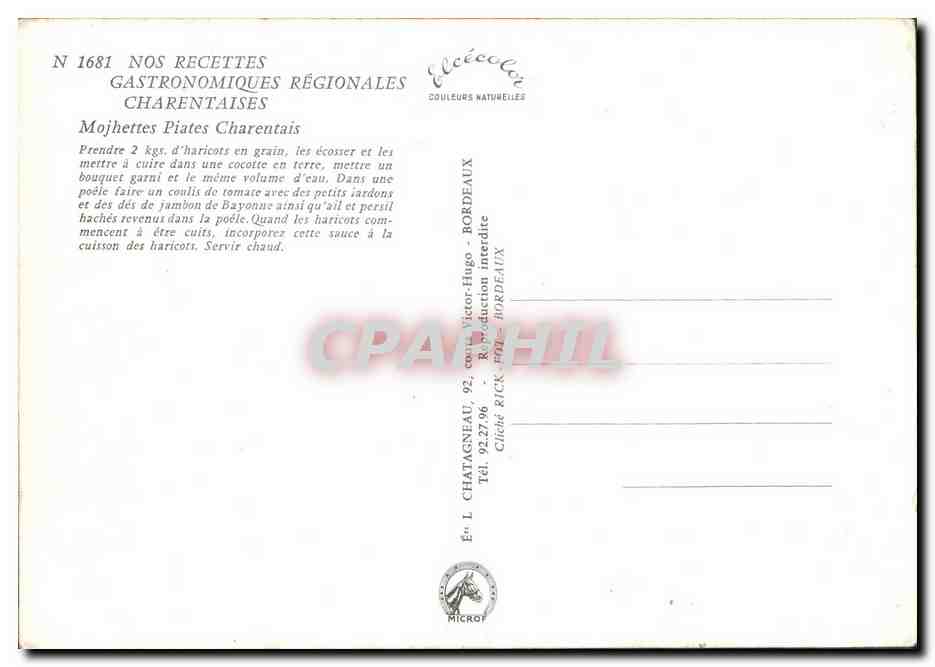 CPM Mojhettes Piates Charentais — Rückseite