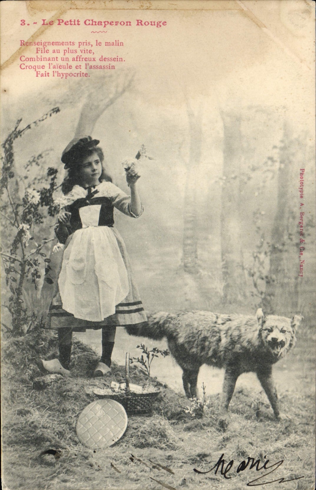 CPA Fantaisie Enfant Le petit chaperon rouge Loup 