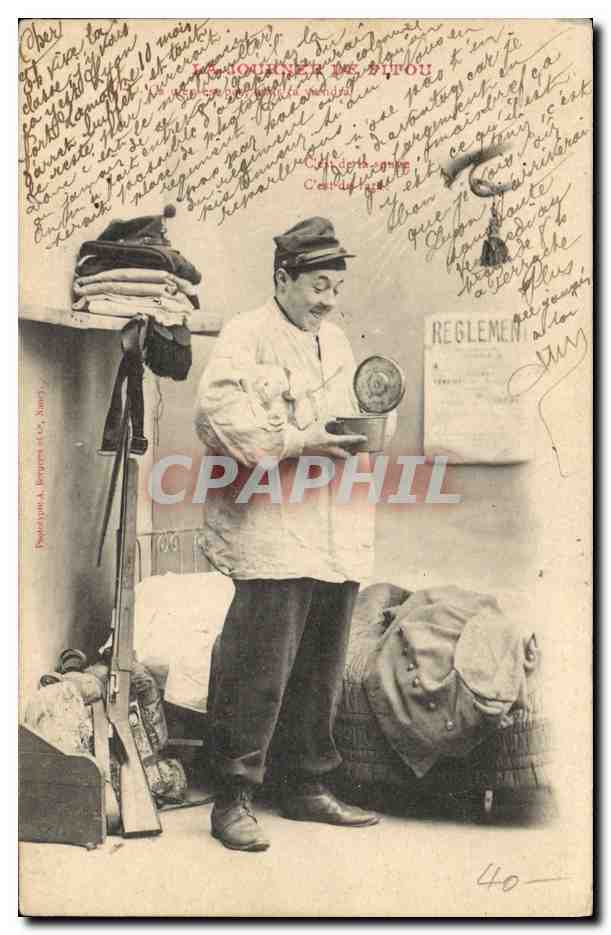 CPA Fantaisie La journee de Pitou Militaria