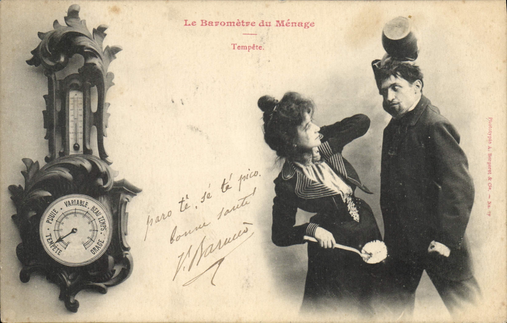 Le Baromètre du Ménage — Tempête — Phototypie A. Berquet & Co. — N° 39