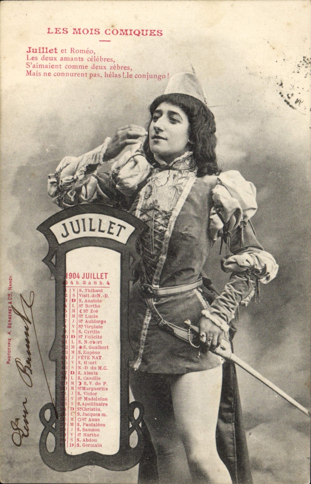 Juillet — Les Mois Comiques — Phototype A. Berberet & Cie, Nancy
