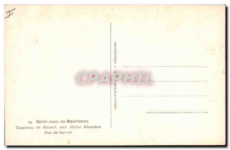 CPA Saint Jean de Maurienne Tombeau de Hubert aux mains blanches Duc de Savoie  — Rückseite
