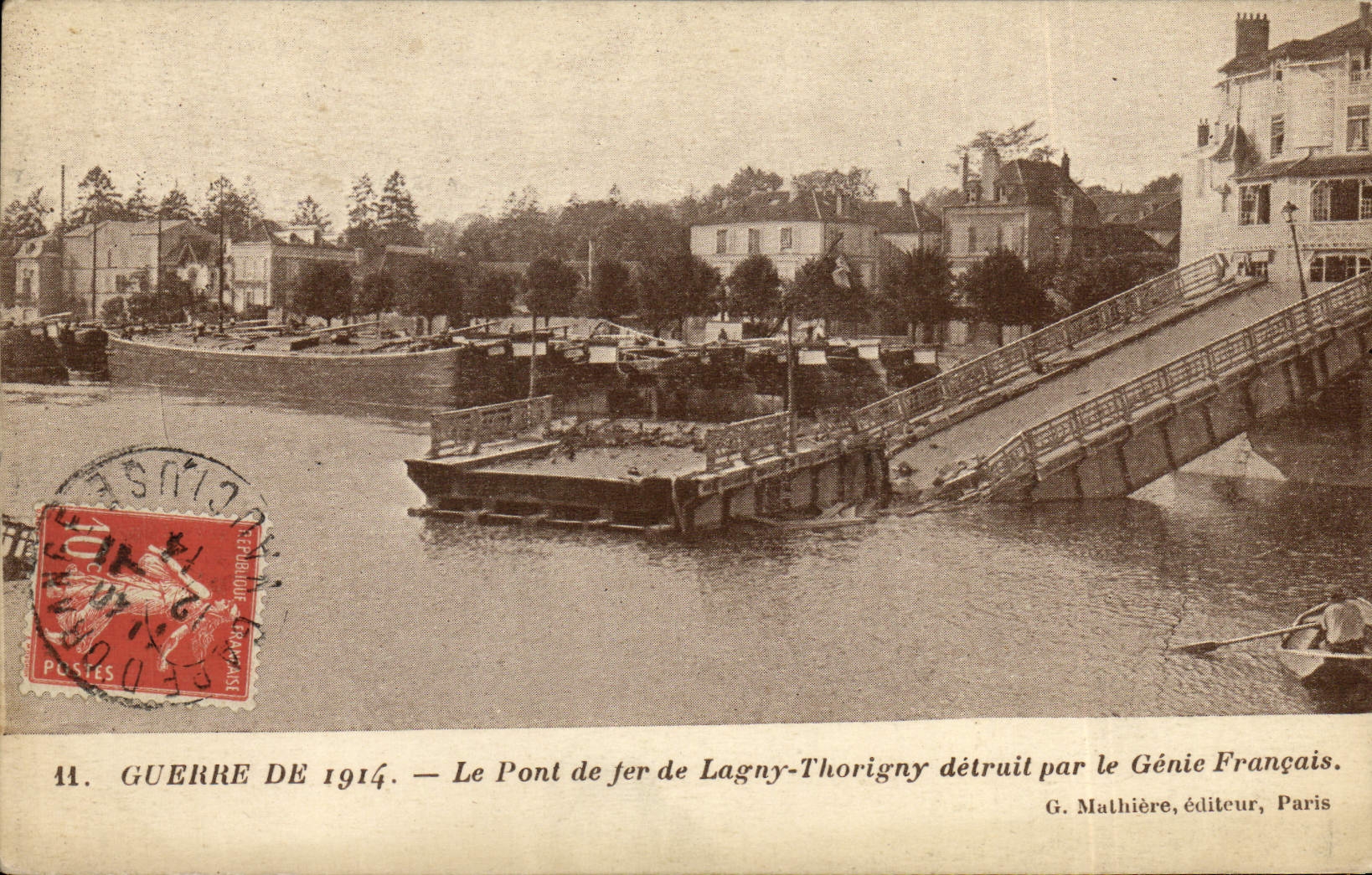 Pont de fer de Lagny-Thorigny — détruit par le Génie Français — G. Mathière, éditeur, Paris