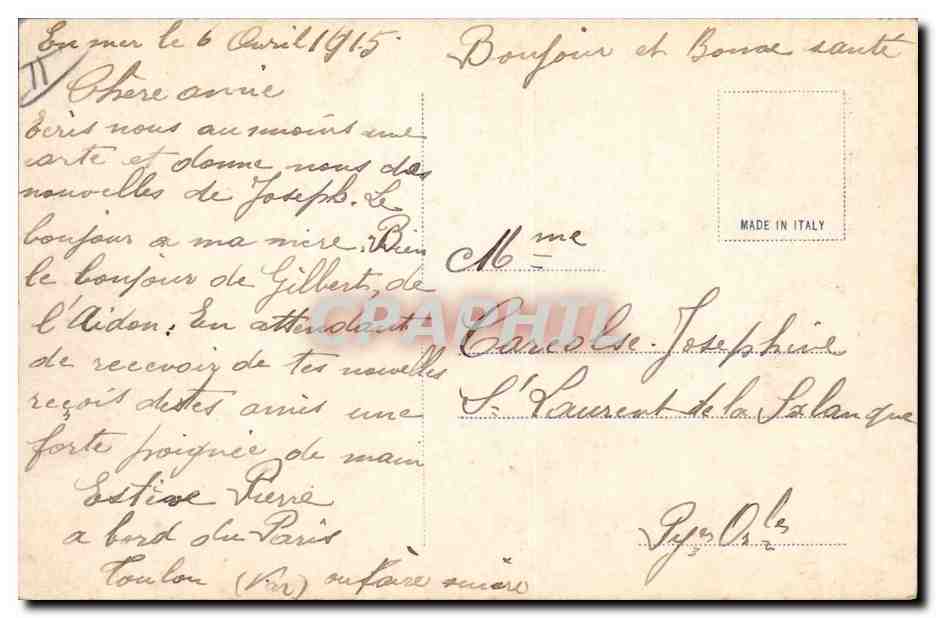 CPA Bateau Jean Bart Marianne — Verso