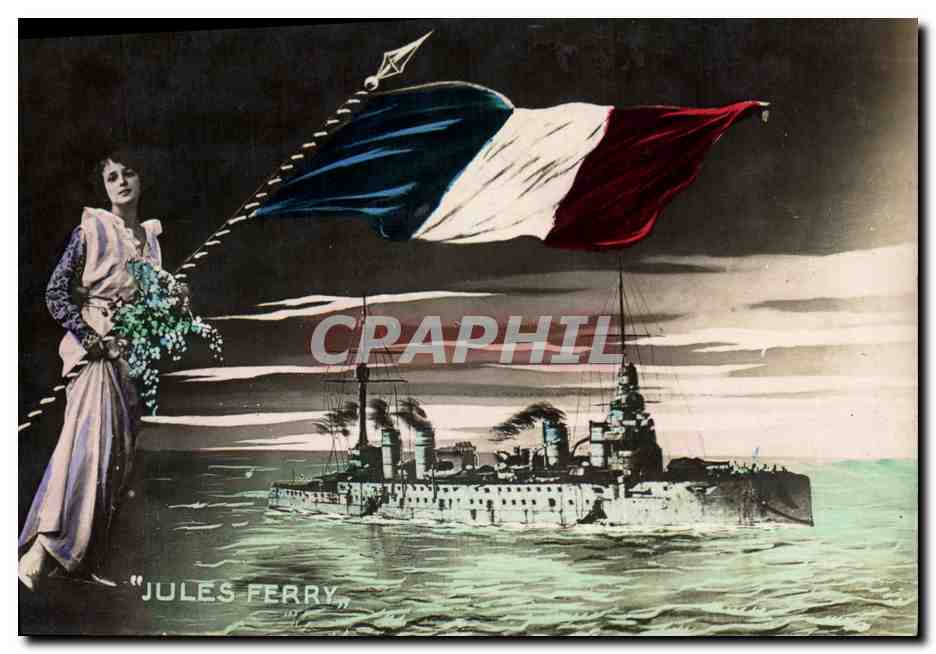 Bateau de guerre Jules Ferry — drapeau français — éditeur inconnu, n° de série 10