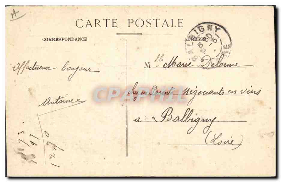 CPA Bateau Justice Cuirasse de 1er rang — Verso