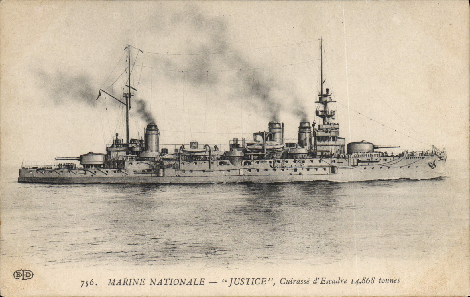 CPA Bateau Justice Cuirasse d'escadre 