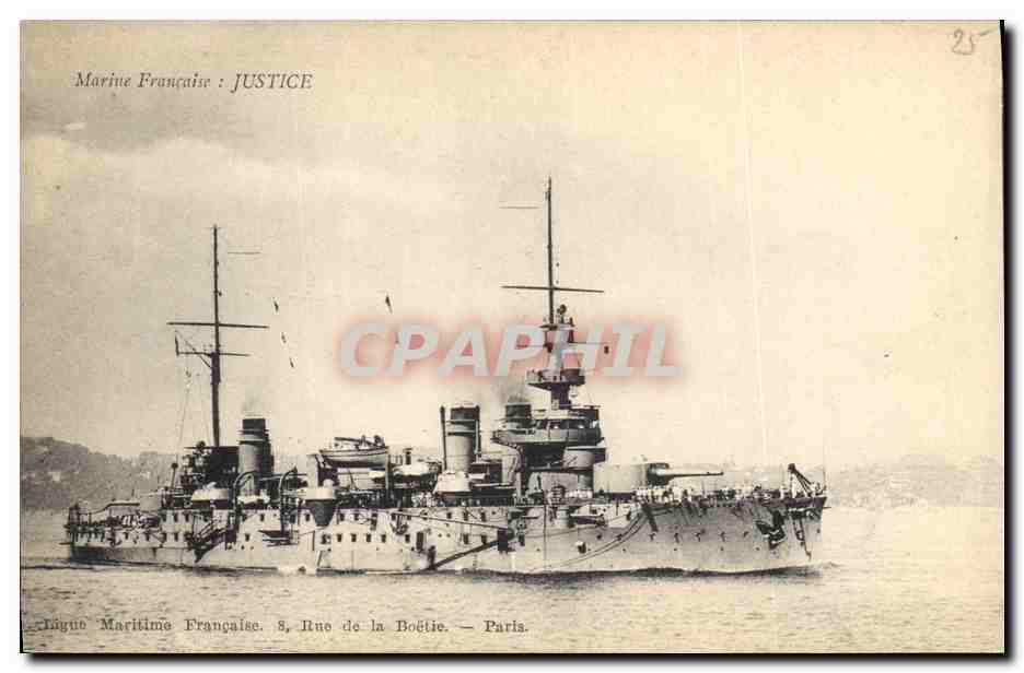 Croiseur de la Marine Française : JUSTICE — Éditeur L.F.F. — Toulon