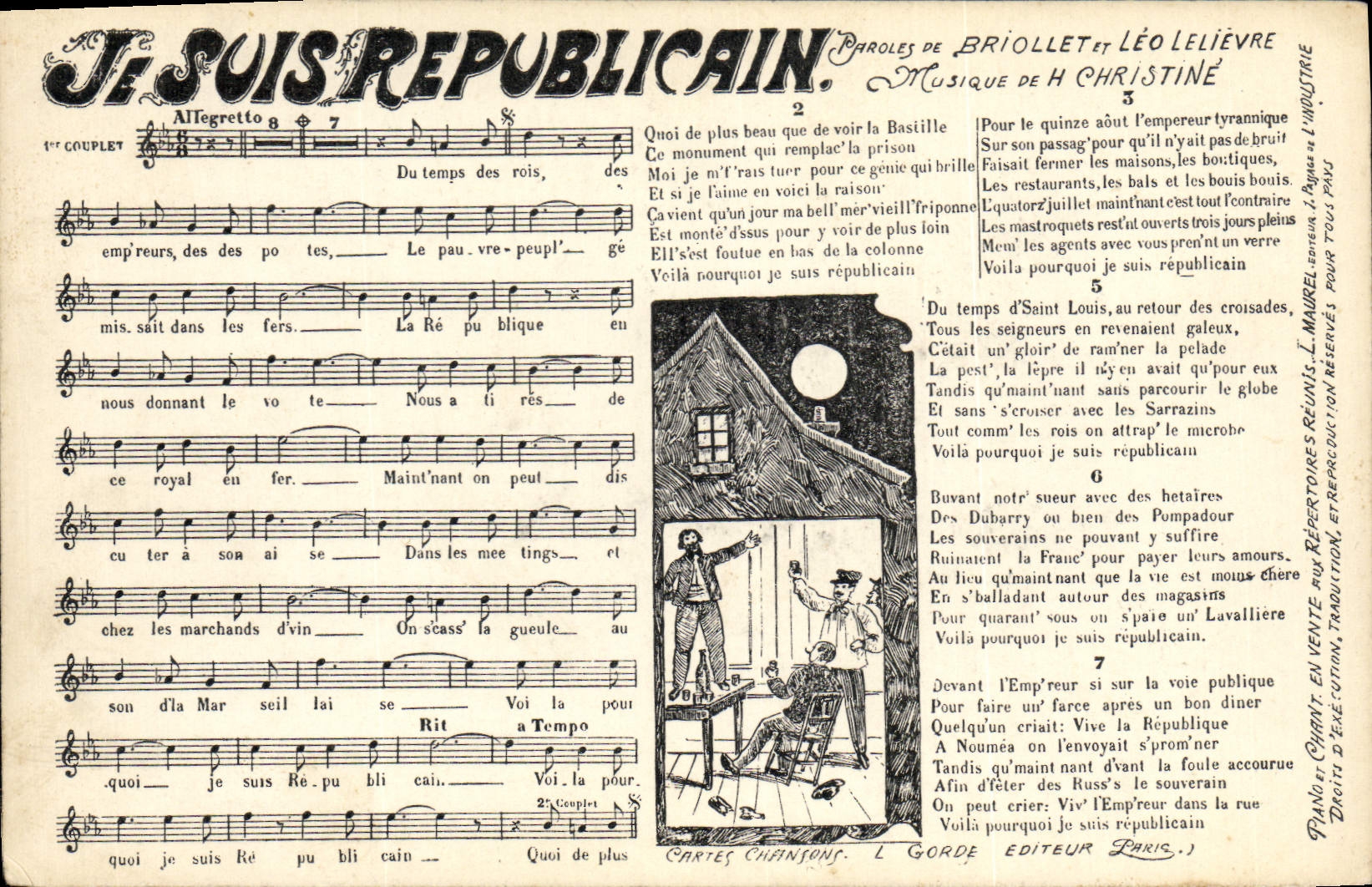 Je suis républicain — Chanson politique — L. Gorde Éditeur, Paris