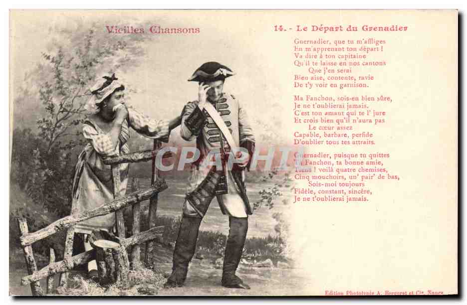 Le Départ du Grenadier — Vieilles Chansons — Édition Phototypie A. Borgerat et Cie, Nancy