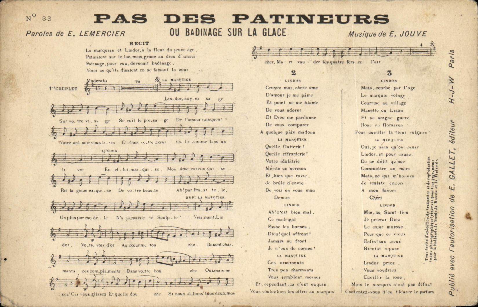 Pas des patineurs ou badinage sur la glace — N°88 — E. Gallet, éditeur