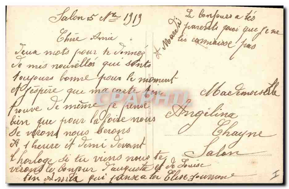 CPA Folklore Alsace Femme France d'abord — Verso