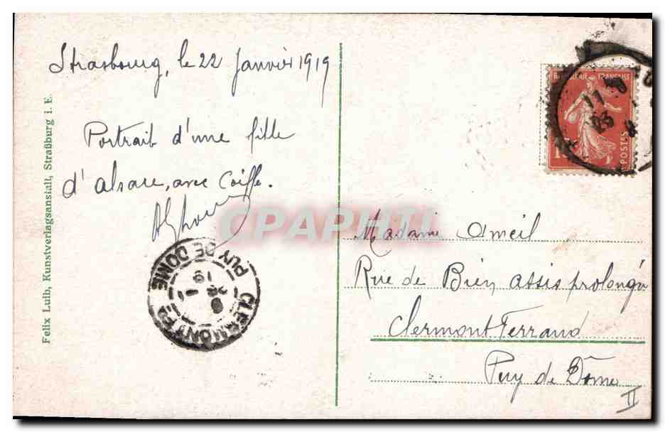 CPA Folklore Alsace Alsacienne — Verso