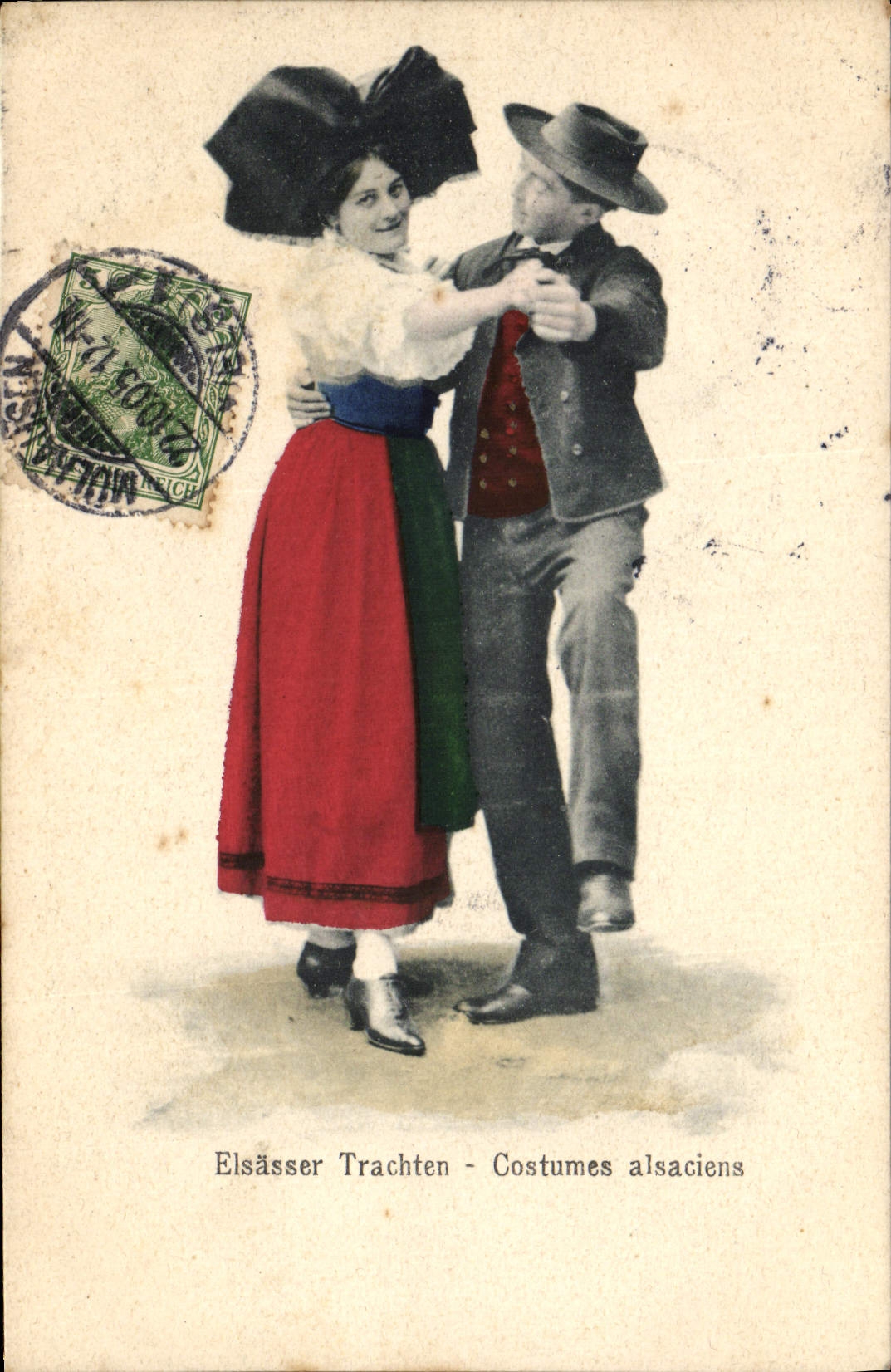 CPA Folklore Alsace Costumes alsaciens