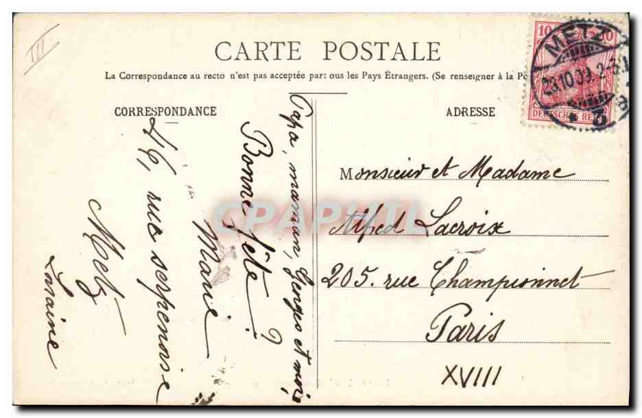 CPA Folklore Alsace Lorraine et Alsacienne — Verso