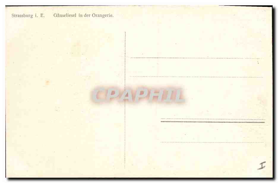 CPA Folklore Alsace Strasbourg Orangerie Cigogne — Rückseite