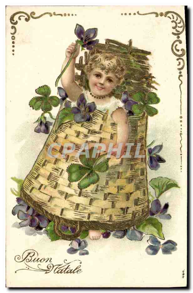 CPA Fantaisie Fleurs Enfant Trefles