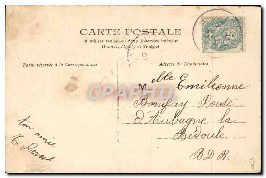 CPA Fantaisie Fleurs Enfant Bonne annee Trefle — Rückseite