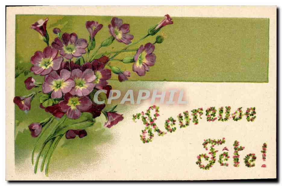 CPA Fantaisie Fleurs Heureuse FEte