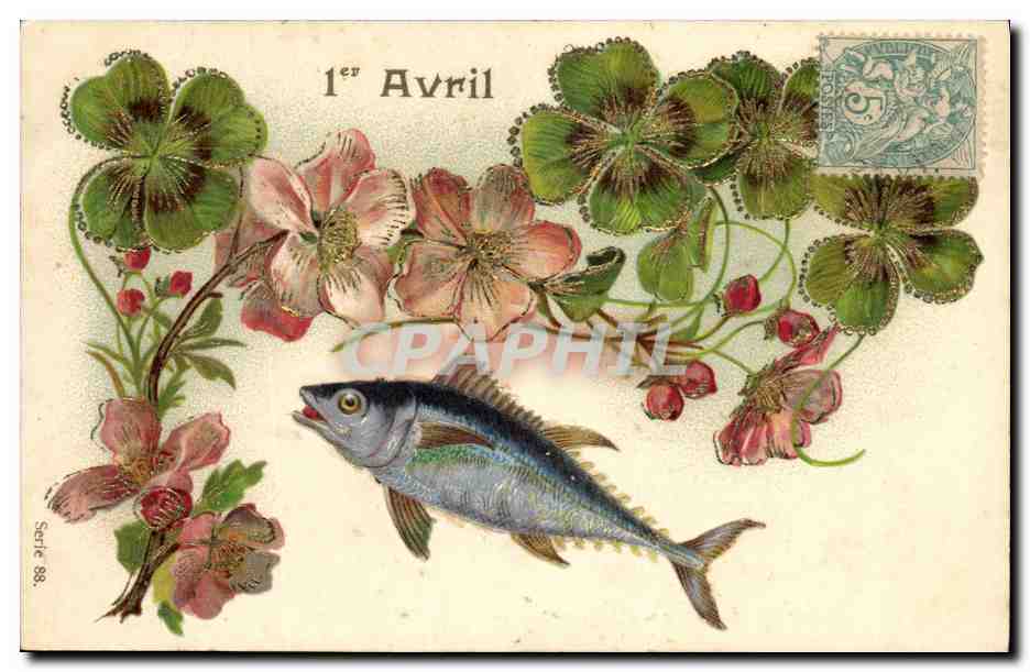 CPA Fantaisie Poisson 1er Avril Trefle 